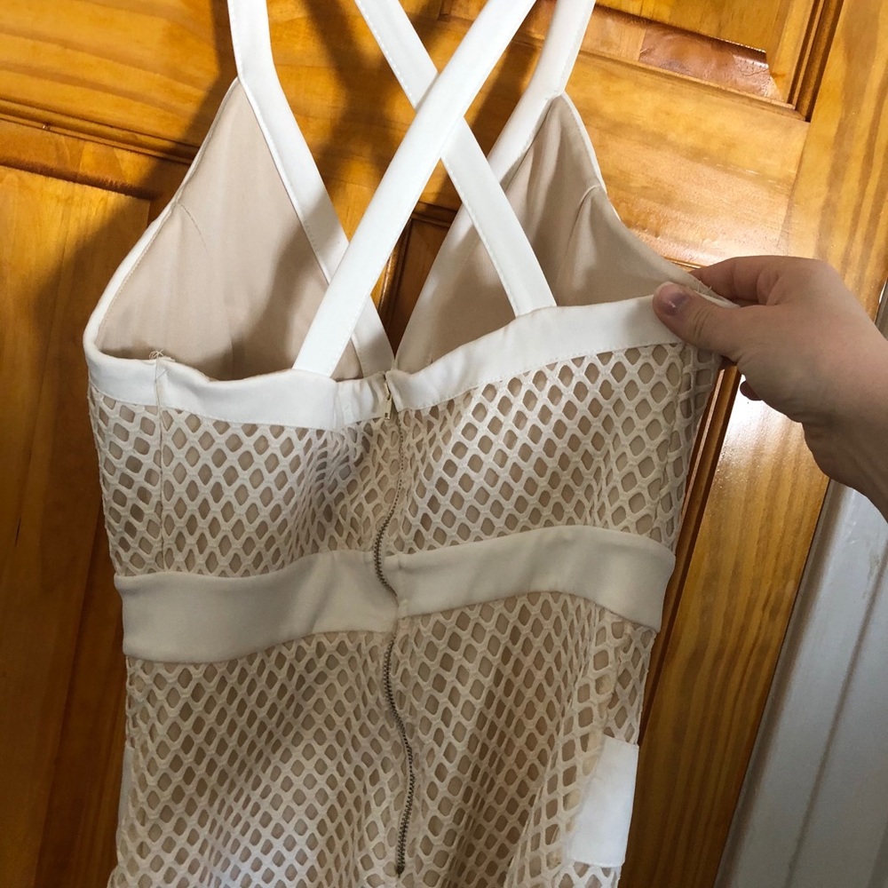 BOGO nude and white net bodycon dress - Picture 5 of 7